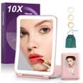 thumbnail image 1 of Mocado Espejo de maquillaje de viaje con luz 1x/10x Espejo de aumento con luz 3 colores Espejo de aumento iluminado 2000mAh Espejo de maquillaje iluminado recargable Función de memoria táctil regulabl, 1 of 5
