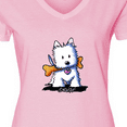 thumbnail image 4 of Inktastic KiniArt Westie with Bone Women's V-Neck T-Shirt, 4 of 5
