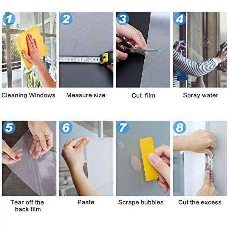 Coavas Window Film Non Adhesive Frosted Privacy Window Film Self Static Cling