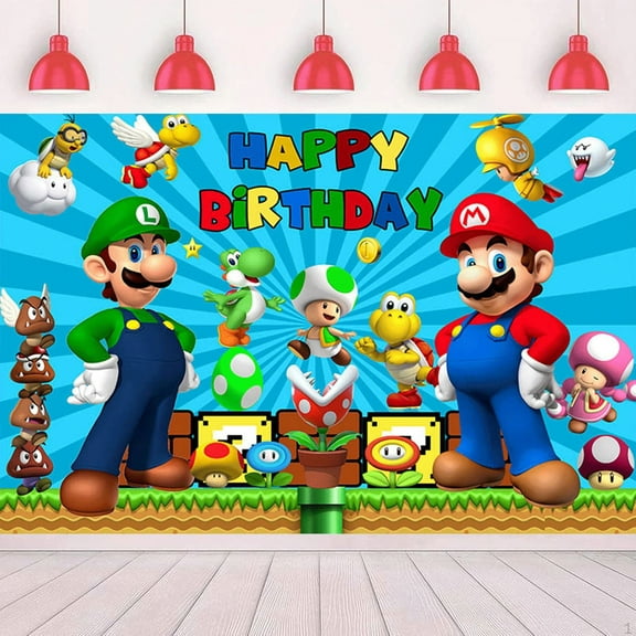Mario Birthday Decorations,Girls Princess Happy Birthday Banner Backdrop for Kids Birthday Party Supplies (5x3ft)
