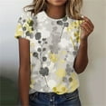 thumbnail image 1 of Fiudx Liquidación de Ofertas Flash Camiseta Estampada a La Moda para Mujer, Blusa de Manga Corta, Tops Informales con Cuello Redondo, 1 of 4