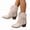 White, variant on Women's Fringe Western Ankle Boots, Round Toe Cowboy Boots Block Heel Booties
