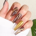thumbnail image 4 of 24 uñas postizas largas de mariposa (tipo pegamento), bonitas uñas medianas de bailarina para mujeres, uñas postizas de cristal de ataúd acrílico con pegamento para arte de uñas, 4 of 5