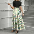 thumbnail image 2 of TQWQT Work Dresses for Women 2025 Work Flowy Short Sleeve Teacher Dress Maxi Dresses Floral Print Empire Waist Patchwork Ruffle Hem A Line Dresses Plus Size Funeral Outfit Army Green L, 2 of 3