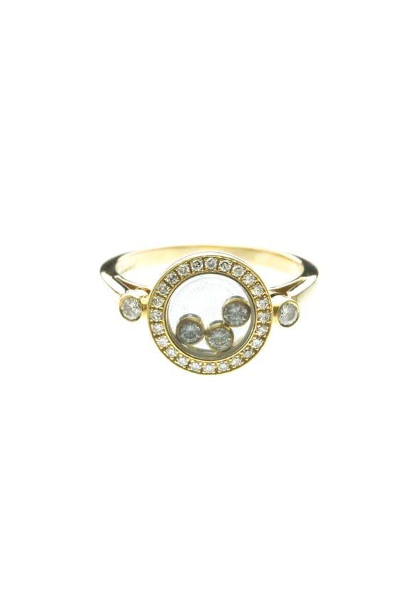 Pre-Owned Chopard Happy Diamonds Ring 82/3957 Yellow Gold (18K) Fashion Diamond Band Ring Gold