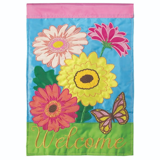 Green and Yellow Floral Printed Outdoor Garden Flag 18" x 13