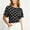 Black, variant on CBASIHI Womens Polka Dot T Shirts- Fashion Casual Cute Rushed Tie Back Boat Neck Short Sleeve Cinched Waist Summer Crop Tops Red Size 2XL
