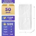 thumbnail image 2 of Clear Gusseted Poly Bags, 5 x 3 x 15 Inches. Pack of 50 Waterproof Flat Bottom Gusseted Plastic Bags with Open Top. 2 Mil Thick Party Clear Plastic Bags for Packaging Popcorn, Cookies, Bread, 2 of 7
