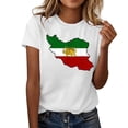 thumbnail image 2 of Camiseta de Manga Corta Impresa de Cuello Alto para las Mujeres, Tops de Cuello Redondo para las Mujeres Mezcla de Poliéster de Spandex de Uso Diario Casual, 2 of 5