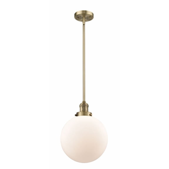 Innovations 201S-BB-G201-10-LED X-Large Beacon 1 Light Mini Pendant part of the Franklin Restoration Collection, Brushed Brass