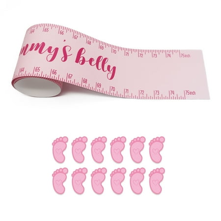 

TINYSOME How Big is Mommy s Belly Game with Belly Measuring Tape and 12 Footprint Sticker