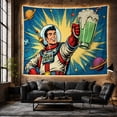 thumbnail image 6 of Astronaut Holding a Green Milkshake in Space, Playful Retro Pop Art for Space Lovers, Galaxy Wall Decor, Birthday Gift, Tapestry Wall Hanging for Bedroom, Game Room and Dorm, 6 of 7