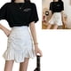 thumbnail image 5 of Ruched Ruffle Mini Skirt High Waist A Line Soft Fashion Elegant Short Ruffle Ruched Bodycon Skirts White M, 5 of 14