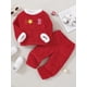 thumbnail image 4 of Pijama De Estilo Navideño De 2 Piezas Para Niños Pequeños, Conjunto De Top Y Pantalones De Manga Larga, Ropa De Descanso De Lana Coral Con Estampado AB, Conjunto De Pijama Informal Cálido Y Cómodo, Ro, 4 of 4