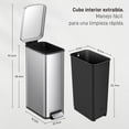 thumbnail image 2 of Bote de basura EKO Titus Slim 30L Acero Inoxidable, para cocina, pedal resistente, cierre silencioso, con cubo interior, tapa antiolores, agarradera trasera, 2 of 5