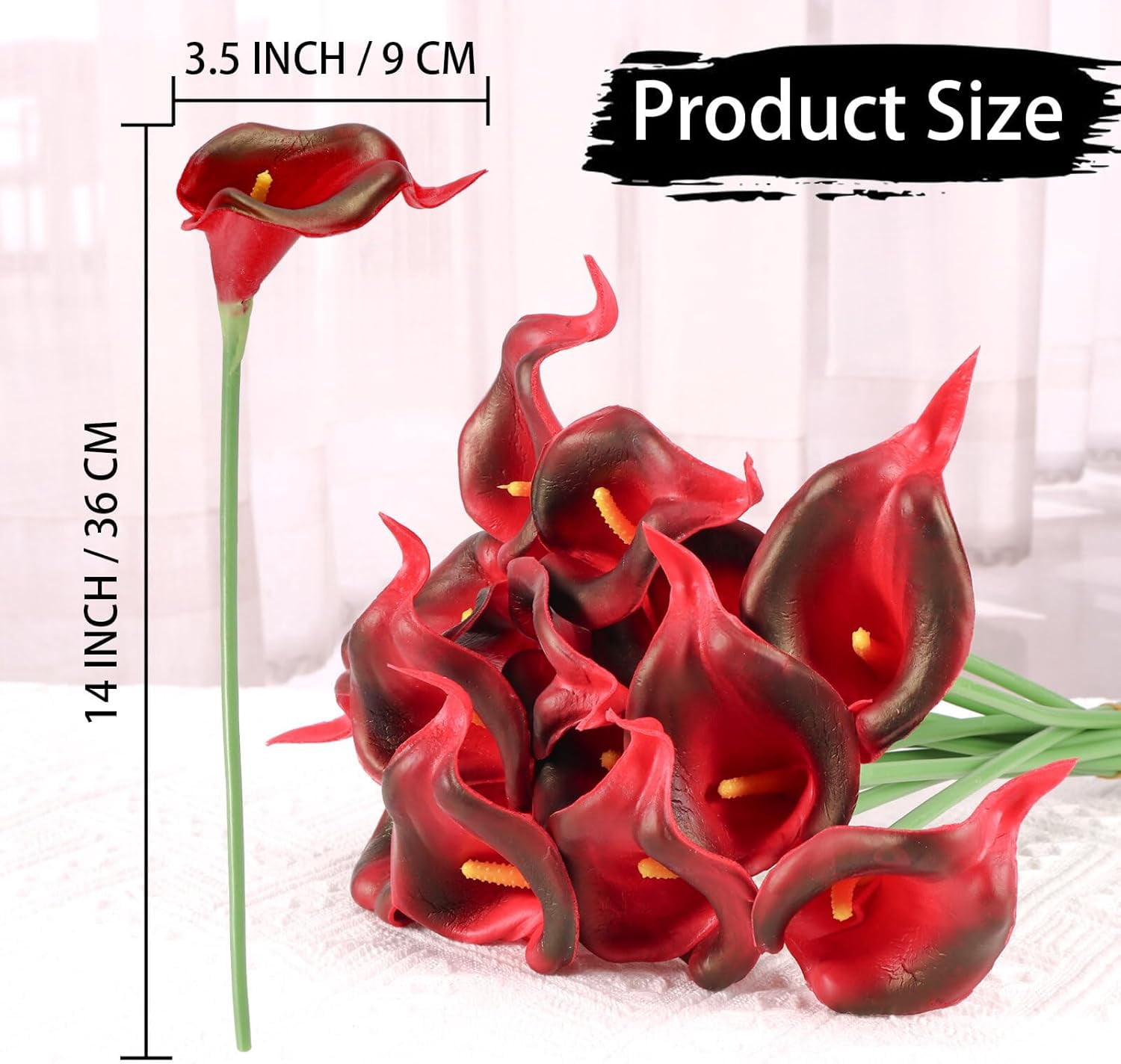 10pcs Calla Lily Artificial Flowers, Real Touch Fake Flowers Wedding Bouquet Home Party Decor Fall Floral Home Dining Room Office Decoration(Orange, 14" Tall).
