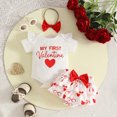 thumbnail image 2 of KPOPLK 3 Piece Set Infant Baby Girl Summer Clothes Romper Ribbed Button Front Bodysuit Skirt Bloomers Cotton Headband(0-3 Months,Watermelon Red), 2 of 6