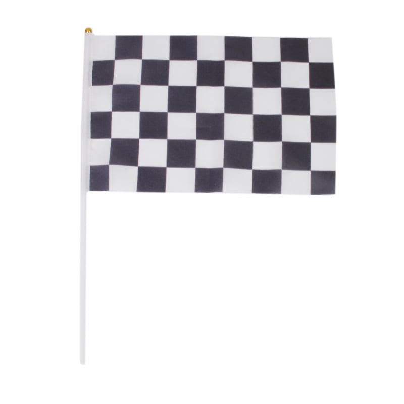 Lot 12 Black & White Chequered Formula One F1 Racing Banner Hand Waving Flag 