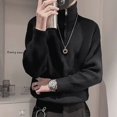 thumbnail image 5 of Suéteres de punto negros con cremallera y cuello para hombre, ropa de negocios, suéteres holgados Y2k, estilo vintage, informal, de lana, 5 of 5