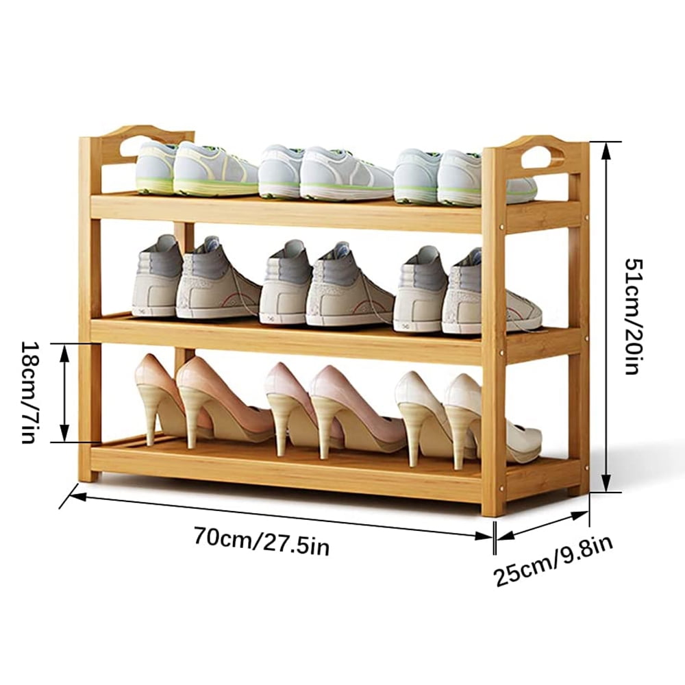 3 Tiers Shoe Rack Zzbiqs Shoe Storage Organizer, Bamboo, Wood, up to 12 Pairs