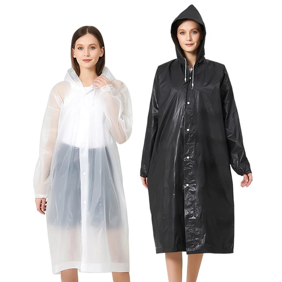 2 Pack EVA Rain Coats, Waterproof Reusable Raincoats, Lightweight EVA Rain Poncho