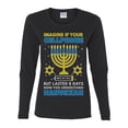 thumbnail image 2 of Wild Bobby Hanukkah Imagine If Your Phone Battery was Low but Lasted 8 Days Women Graphic Long Sleeve T-Shirt, Black, Small, 2 of 6