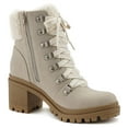 thumbnail image 4 of Soda Women Chunky Thick Heels Lug Sole Faux Fur Ankle Combat Boots Lace Up Side Zipper Booties Keynote-S Beige Sand Nubuck 8.5, 4 of 4