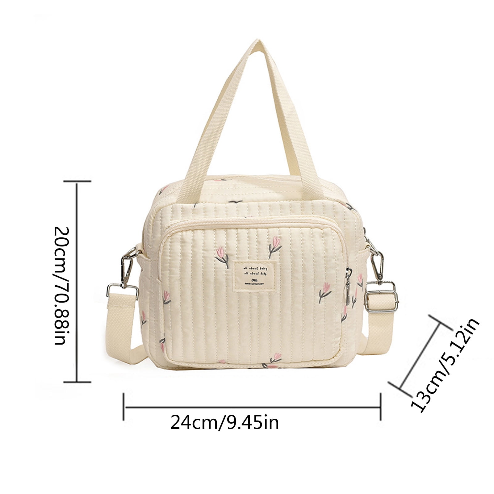 Nappy Bag Lovely Print Baby Diaper Bag with Exquisited Embroidery, Infants Wipes Nappy Organiser