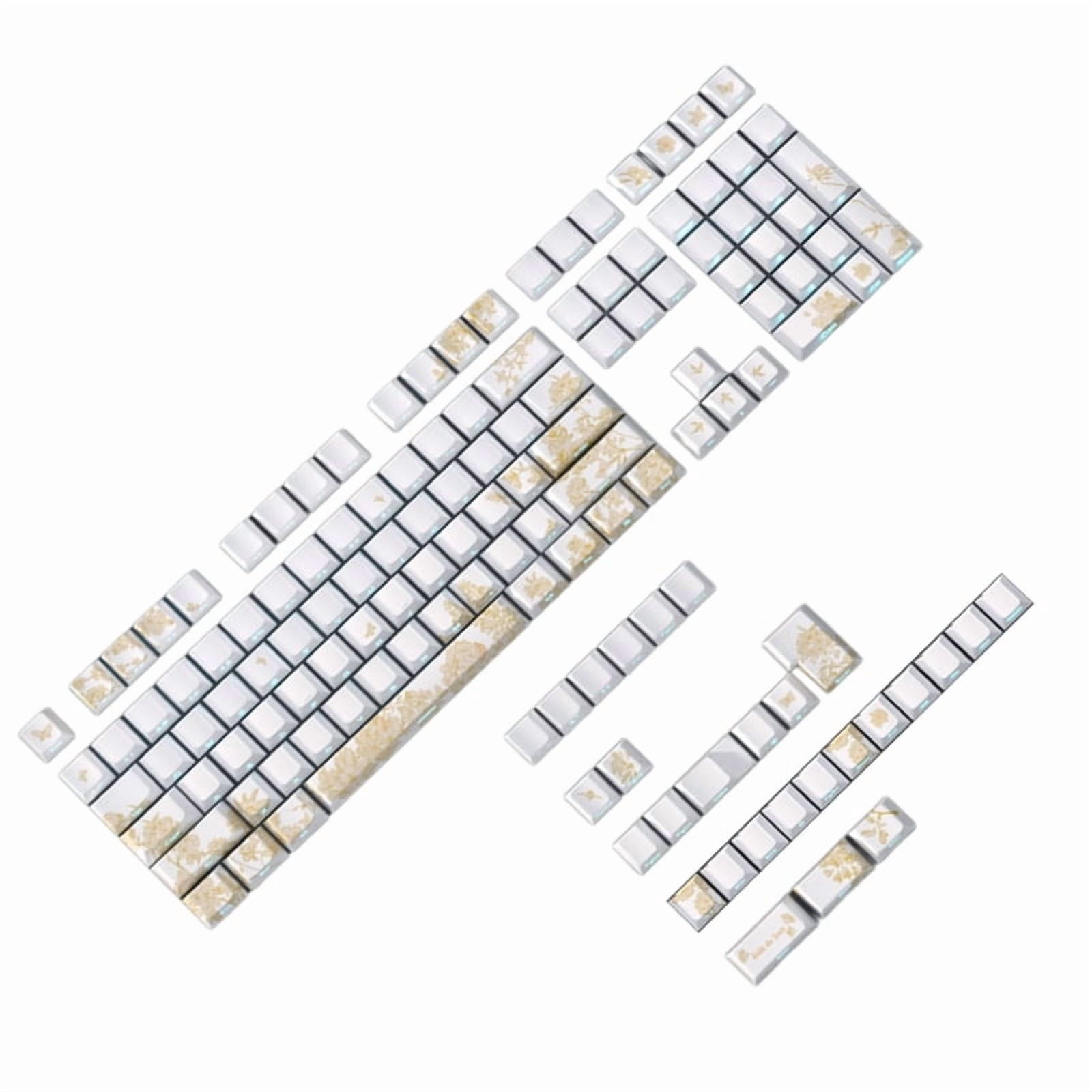 146/136 Keys Translucent Keycaps Platinums Embroidery PBT Side Print Backlit Shine Through Keycaps for M Keyboard