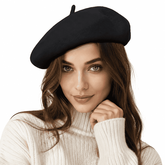 RYLZX Classic French Painter Warm Wool Blend Casual Beret, Black, Unisex