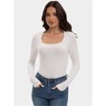 thumbnail image 3 of Womens Square Neck T Shirts Long Sleeve Tops Fitted Tees, 3 of 6