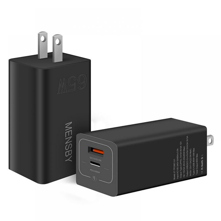 USB C Fast Charger, 65W Dual-Port PD USB C/QC 3.0 Wall Charger, Foldable  Plug Portable Travel Power Adapter Compatible with iPhone 13/12/Mini/Pro  Max