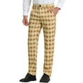 thumbnail image 5 of Lars Amadeus Men's Plaid Regular Fit Flat Front Classic Elastic Waist Suit Pants, 5 of 6