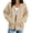 Beige, variant on Women Full Zip Drawstring Hoodie Chest Patch Pocket Drop Shoulder Loose Casual Jacket with Kangaroo Pockets