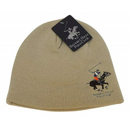 Beverly Hills Polo Club Beanie Hats, Unisex Knit Caps, Slouchy Beanie Hat Skull Cap for Adult Men and Women (Uncuff Smooth Beige)