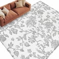 thumbnail image 3 of 6x9 Area Rugs, Boho Gray Flower Non-Skid Rubber Backing Large Rectangle Rugs - Living Room Bedroom Home Office, Vintage Farmhouse Leaf Spring Plant Indoor Floor Mat Carpets Washable Rug, 3 of 9