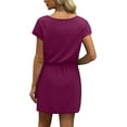 thumbnail image 5 of Summer Dresses for Women 2025 V Neck T Shirt Casual Mini Dresses Tie Waist Sundresses with Pockets, 5 of 6