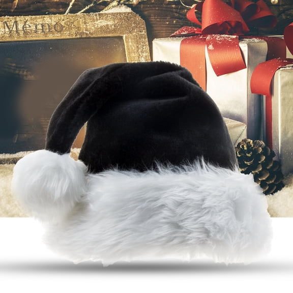 Happy Date Christmas Hat,Santa Hat,Xmas Holiday Hat for Adults,Unisex Velvet Classic Santa Hat for Christmas New Year Festive