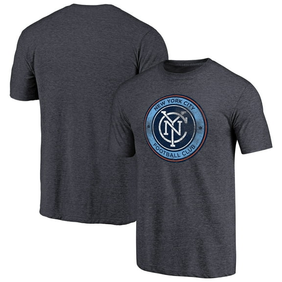 Men's Navy New York City FC Distressed Primary Logo Tri-Blend T-Shirt
