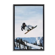 Stupell Industries Snowboarder Air Tricks Sports Photography Black Floater Framed Canvas Art Print Wall Art, 17 x 25