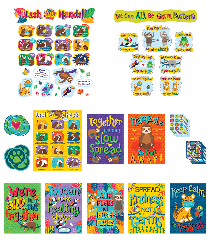 Carson Dellosa One World Social Distancing Classroom Decorations Floor Decals Wash Your Hands Bulletin Board Set Stickers Classroom Posters 226 Pieces Walmart Com