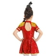 thumbnail image 2 of Yruioon Girls Honor Guard Circus Ringmaster Costumes Sequin Tassel Leotard Dress Halloween Cosplay Red 8, 2 of 7