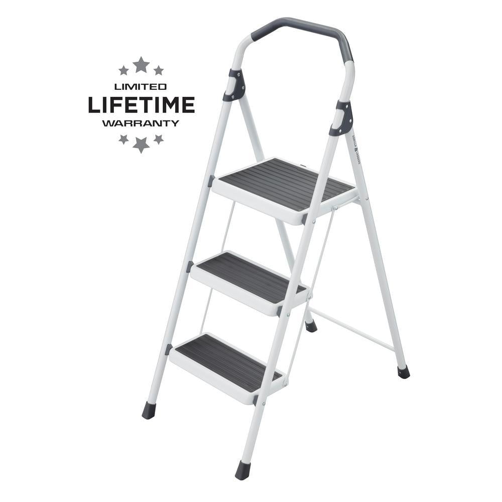 Load Step Stool 2-Step Ladder Steel Folding Non-slip Compact Lightweight 225 lb 