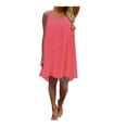 thumbnail image 1 of B91xZ Robe de Plage Femme Sans Manches Tunique Robe d'Été Décontractée Ample Courte Mini Robe, Rose Vif P, 1 of 5