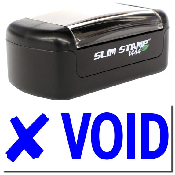 Slim Pre-Inked Void with X Stamp, Slim 1444, Ultra Slim Design, Impression Size 1/2" by 1-3/4", Up to 25,000 Impressions - Blue Ink