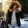 thumbnail image 4 of Penkiiy Men’s Faux Fur Short Coat Winter Leopard Warm Thicken Jacket Cardigan Fluffy Soft Plush Outerwear Overwear Faux Fur Coat Men Black, 4 of 8