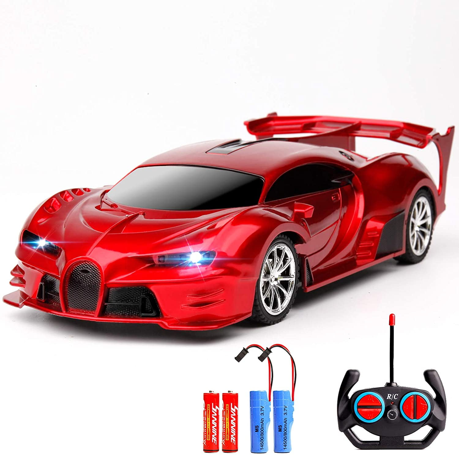 LARGE BUGATTI VISION GRAN TURISMO RECHARGEABLE Remote Control Car AUTO DOORS RED 
