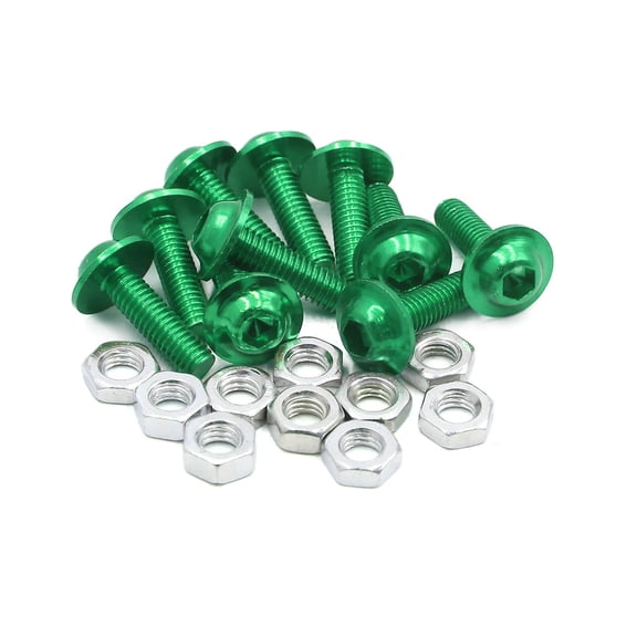 Unique Bargains 10pcs M6 Green Aluminum Alloy Hex Socket Head Motorcycle Bolts Screws Nuts