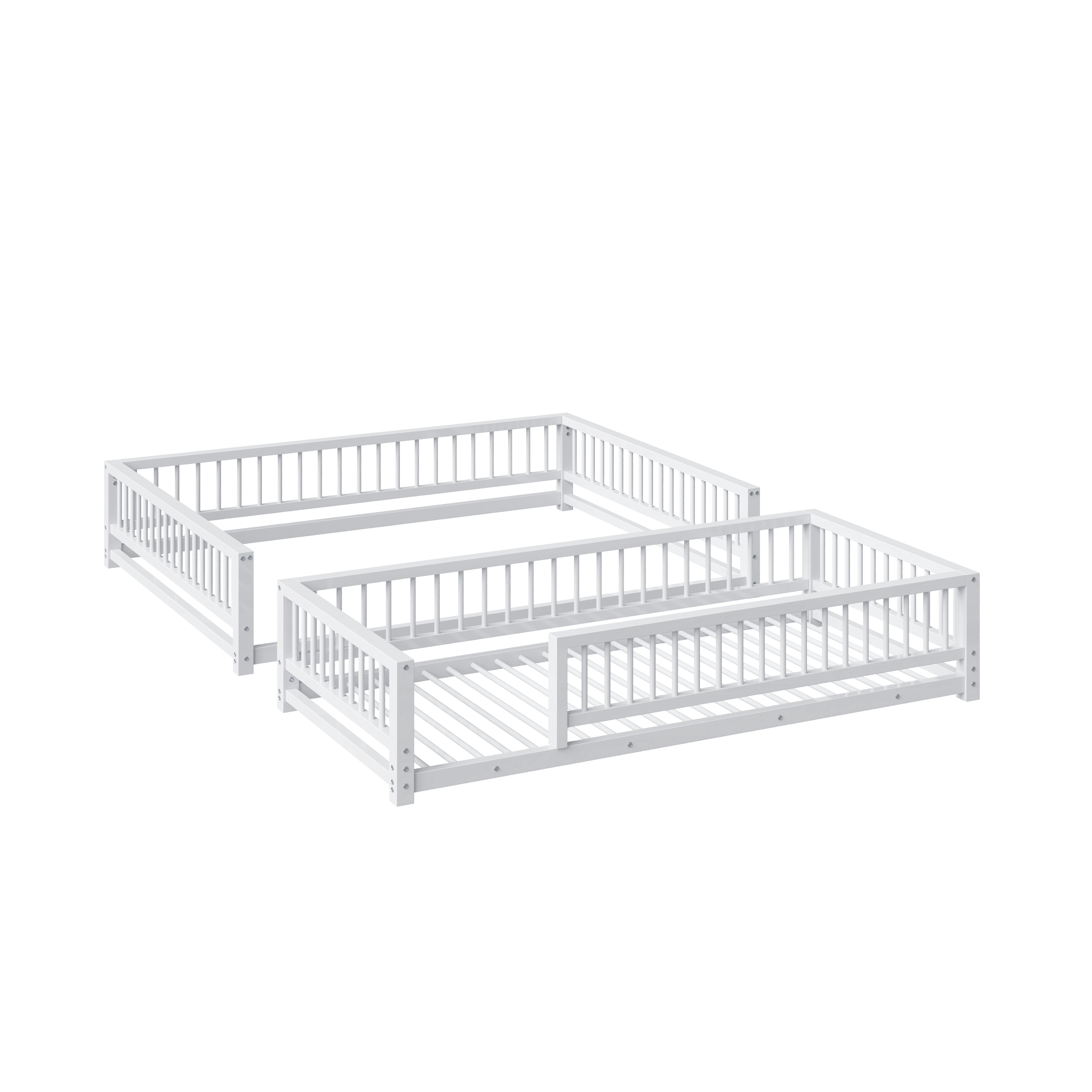 Noble House Twin XL over Queen Bunk Bed, Heavy Duty Metal Frame with Integrated Ladder and Safety Guardrails, White