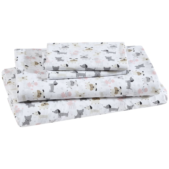Beatrice Home Fashions, Whimsical Print 4PC Sheet Set, Queen, Puppy Love